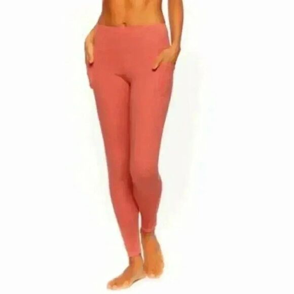 Old Navy Women's Rose Pink Poly/Spandex High Rise Leggings w Pockets - Picture 1 of 10